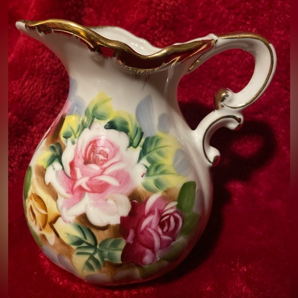 Vintage Andrea by Sadek pitcher and plate set - Roses made in Japan - #7597 - Picture 2 of 12